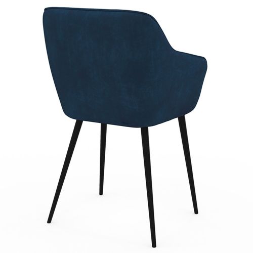 Lot De 2 Chaises De Salle à Manger, Fauteuils De Table Capitonnés Lya Velours Bleu Canard