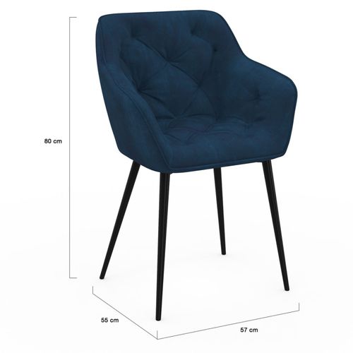 Lot De 2 Chaises De Salle à Manger, Fauteuils De Table Capitonnés Lya Velours Bleu Canard