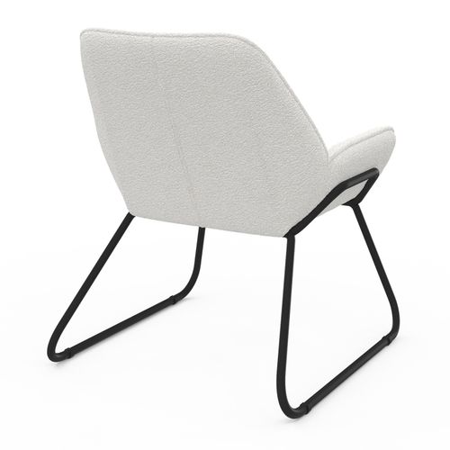 Fauteuil Sixtine En Tissu Bouclette Et Pieds Métal Noirs