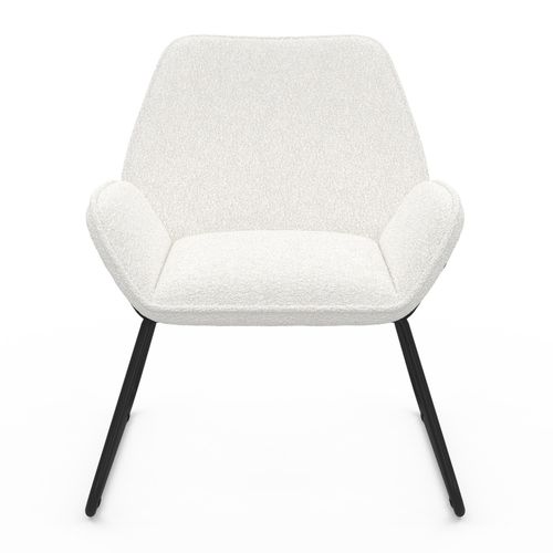 Fauteuil Sixtine En Tissu Bouclette Et Pieds Métal Noirs