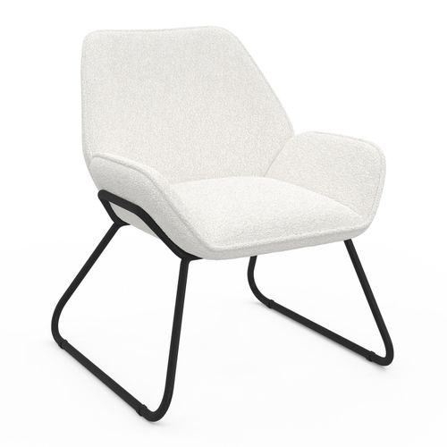Fauteuil Sixtine En Tissu Bouclette Et Pieds Métal Noirs