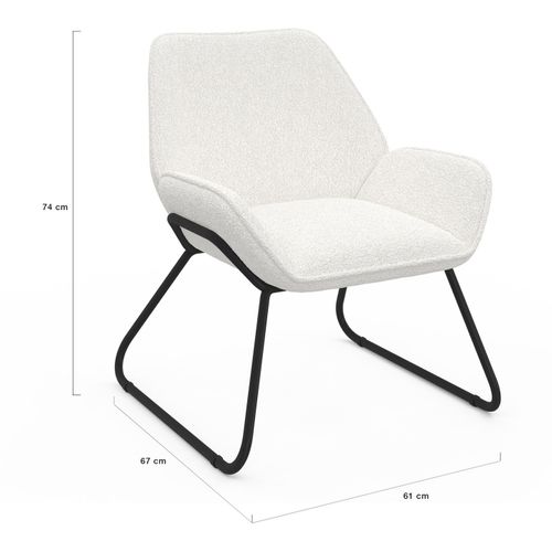 Fauteuil Sixtine En Tissu Bouclette Et Pieds Métal Noirs