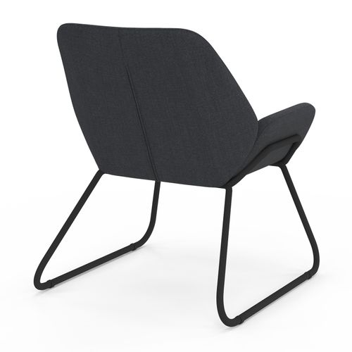 Fauteuil Sixtine En Tissu Gris Anthracite Et Pieds Métal Noirs