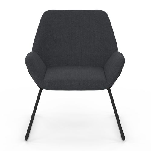 Fauteuil Sixtine En Tissu Gris Anthracite Et Pieds Métal Noirs