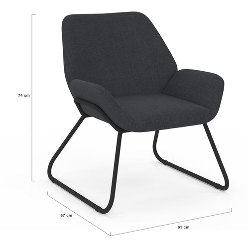 Fauteuil Sixtine En Tissu Gris Anthracite Et Pieds Métal Noirs