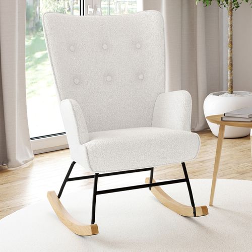 Fauteuil Scandinave Ivar En Tissu à Bascule Bouclette Beige