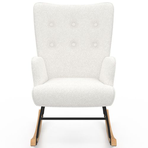Fauteuil Scandinave Ivar En Tissu à Bascule Bouclette Beige