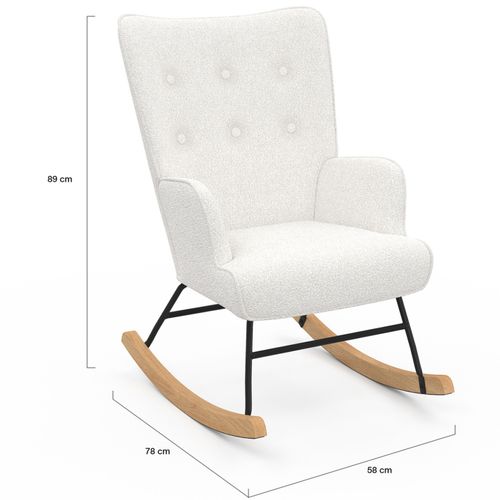 Fauteuil Scandinave Ivar En Tissu à Bascule Bouclette Beige