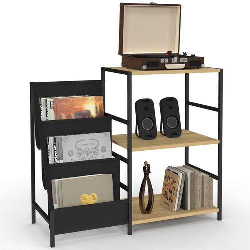 Meuble D'appoint, Rangement Avec Étagères, Supports Vinyles Et Platine Nevil Design Industriel