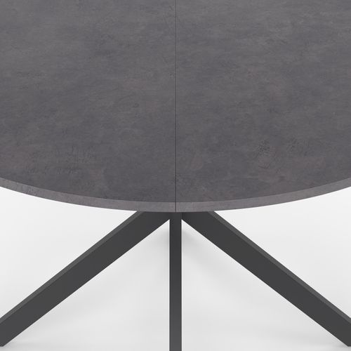 Table à Manger Ronde Jaspe 6 Personnes Plateau Effet Béton Pied Araignée Gris Anthracite 110 Cm