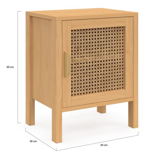 Lot De 2 Tables De Chevet Edhen 1 Porte Cannage Et Bois