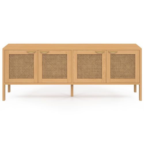 Buffet Bas 160 Cm Edhen 4 Portes Bois Et Cannage