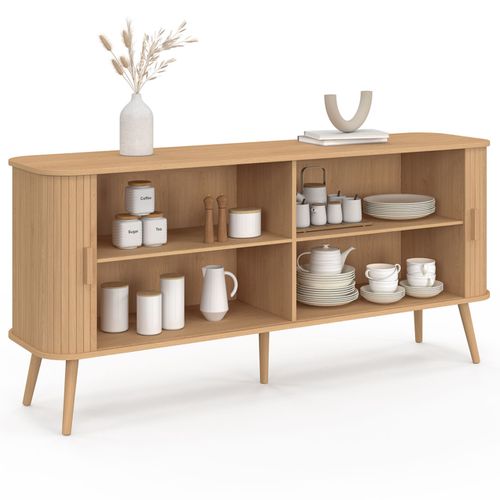 Buffet 160 Cm Romie XXL Effet Lattes 2 Portes Coulissantes