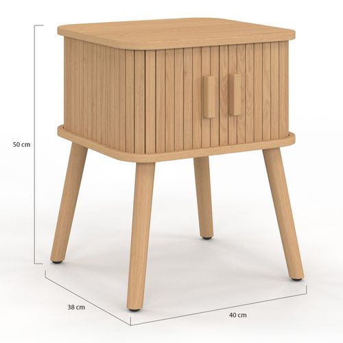 Lot De 2 Tables De Chevet Romie Effet Lattes 2 Portes Coulissantes