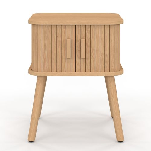 Lot De 2 Tables De Chevet Romie Effet Lattes 2 Portes Coulissantes