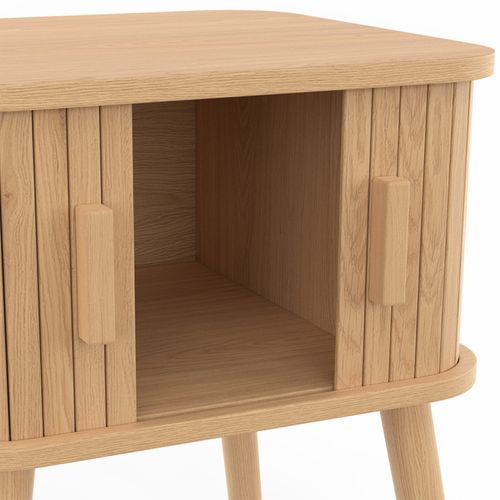 Lot De 2 Tables De Chevet Romie Effet Lattes 2 Portes Coulissantes