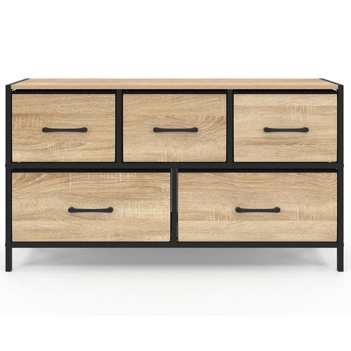 Commode 5 Tiroirs En Tissu Utah H.55 Cm Meuble De Rangement Design Industriel