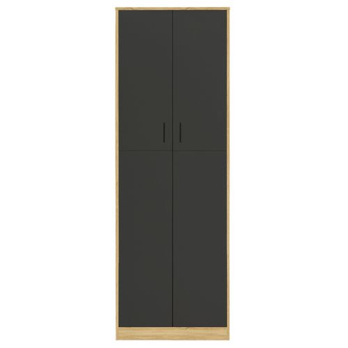 Armoire De Bureau 190 Cm Multifonction Maria Bois Et Noir 2 Portes 4 Étagères