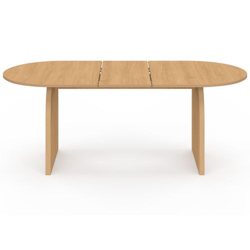 Table à Manger Extensible Japandi Ovale Edith 6-10 Personnes En Bois Façon Hêtre 160 - 200 Cm