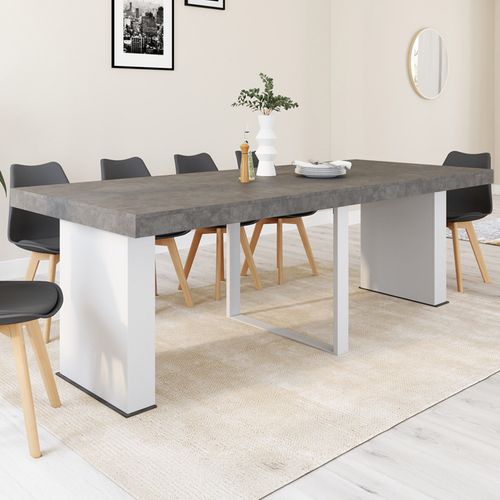 Table Console Extensible Eden 10 Personnes 235 Cm Béton Et Blanc