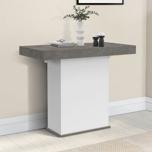 Table Console Extensible Eden 10 Personnes 235 Cm Béton Et Blanc