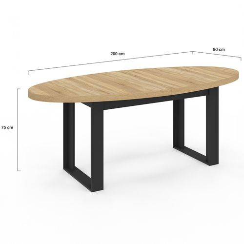 Table à Manger Phoenix 8 Personnes Ovale 200 Cm Bois Et Noir