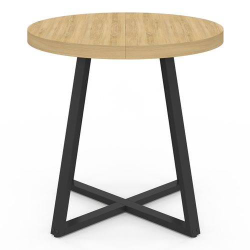 Table à Manger Fixe Ronde Selma 4 Personnes Bois Et Noir 80 Cm