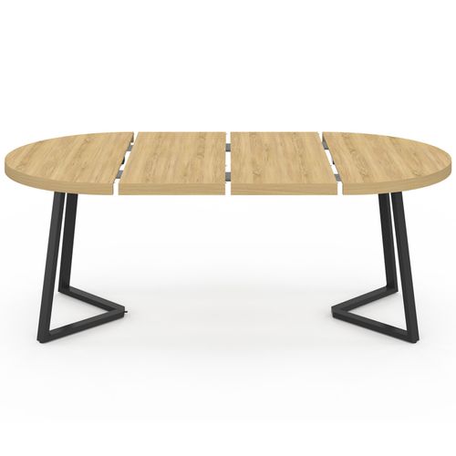 Table à Manger Extensible Ronde Selma 4-10 Personnes Bois Et Noir 110-200 Cm