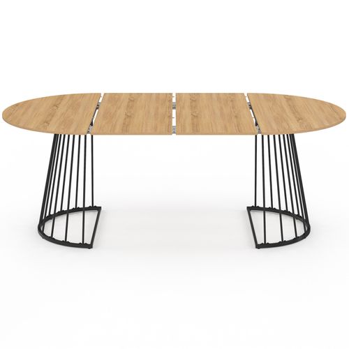 Table à Manger Extensible Ronde Yuna 4-10 Personnes Bois Et Noir 110 - 200 Cm