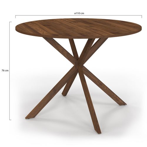 Table à Manger Ronde Alix 6 Personnes Pied Araignée Noyer 110 Cm