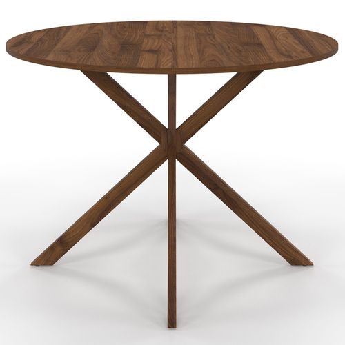 Table à Manger Ronde Alix 6 Personnes Pied Araignée Noyer 110 Cm