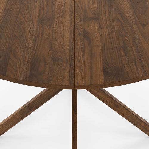 Table à Manger Ronde Alix 6 Personnes Pied Araignée Noyer 110 Cm