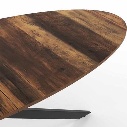 Table à Manger Ovale Alix 10 Personnes Pied Araignée Noir Et Plateau Bois Foncé Hawkins 200 Cm