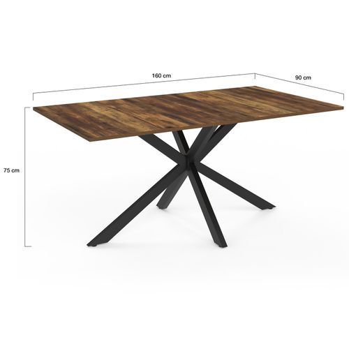Table à Manger Rectangle Alix 8 Personnes Pied Araignée Noir Et Plateau Bois Foncé Hawkins 160 Cm