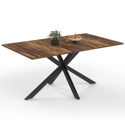 Table à Manger Rectangle Alix 8 Personnes Pied Araignée Noir Et Plateau Bois Foncé Hawkins 160 Cm