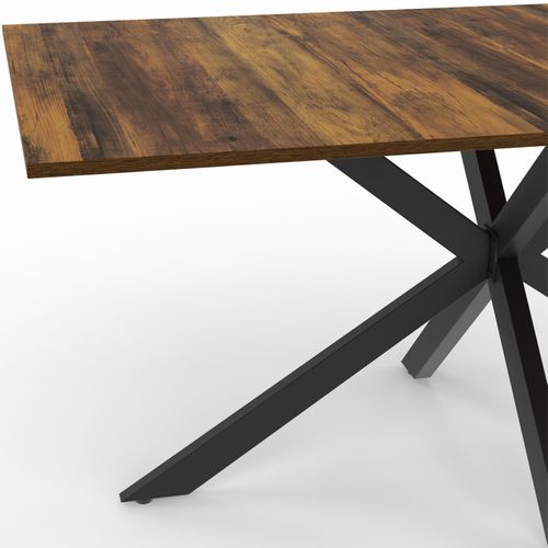 Table à Manger Rectangle Alix 8 Personnes Pied Araignée Noir Et Plateau Bois Foncé Hawkins 160 Cm
