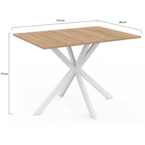 Table à Manger Rectangle Alix 6 Personnes Pied Araignée Bois Et Blanc 110 Cm