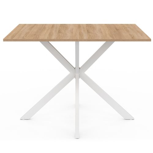 Table à Manger Rectangle Alix 6 Personnes Pied Araignée Bois Et Blanc 110 Cm