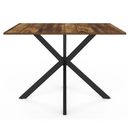 Table à Manger Rectangle Alix 6 Personnes Pied Araignée Noir Et Plateau Bois Foncé Hawkins 110 Cm