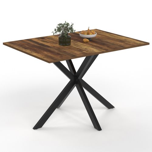 Table à Manger Rectangle Alix 6 Personnes Pied Araignée Noir Et Plateau Bois Foncé Hawkins 110 Cm