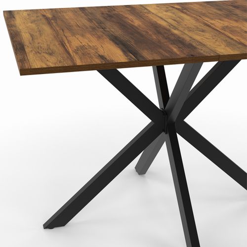 Table à Manger Rectangle Alix 6 Personnes Pied Araignée Noir Et Plateau Bois Foncé Hawkins 110 Cm