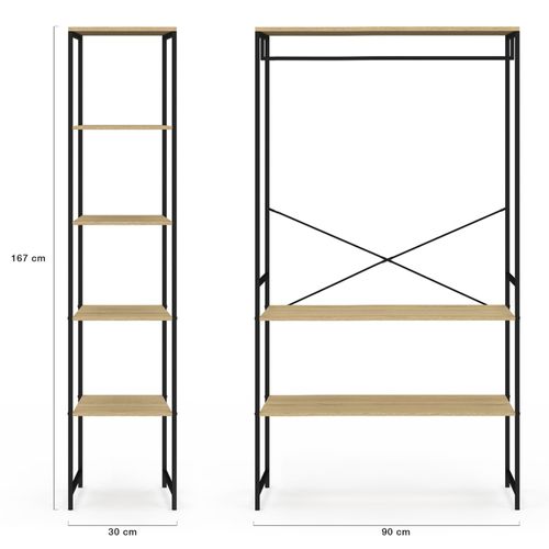 Dressing D'angle Modulable Double Penderie L. 90 / 123 Cm Detroit Design Industriel