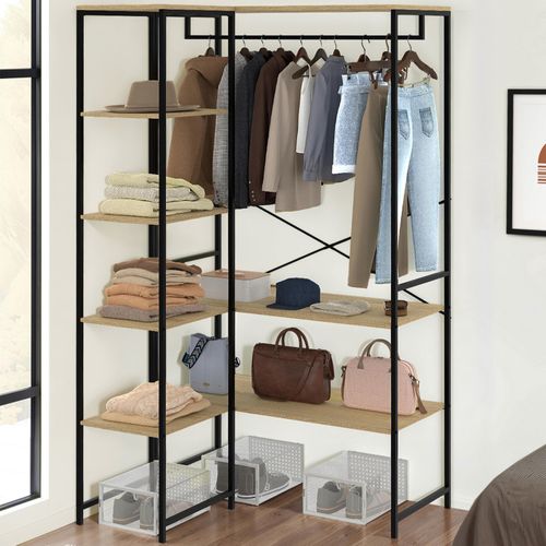 Dressing D'angle Modulable Double Penderie L. 90 / 123 Cm Detroit Design Industriel