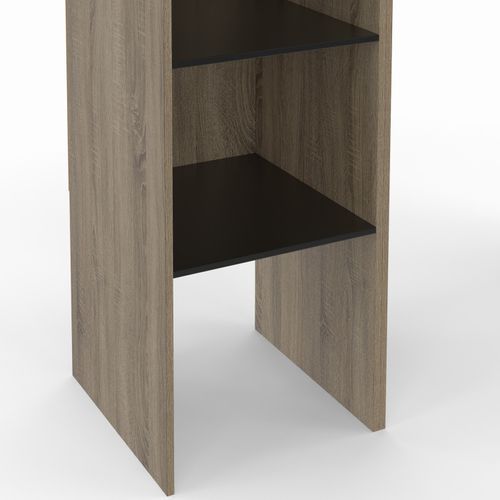Dressing D'angle Modulable L. 90 / 127 Cm Melman Double Penderie + Étagères Bois Et Noir