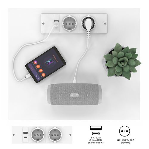 Lot De 2 Tables De Chevet Ted à LEDs Avec Station De Recharge 1 Tiroir Et Niche