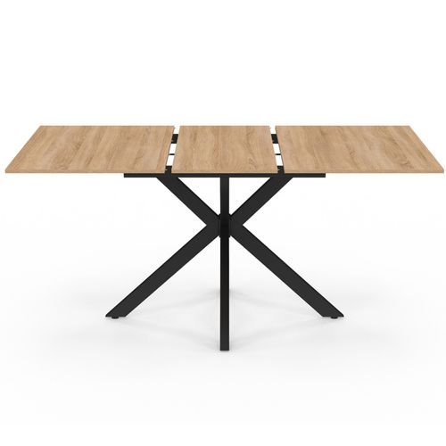 Table à Manger Extensible Rectangle Alix 4-8 Personnes Pied Araignée Bois Et Noir 120 - 160 Cm