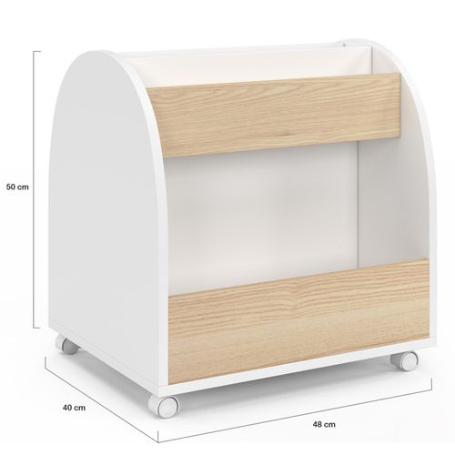 Bibliothèque Pour Enfant Andreas Sur Roulettes Hêtre Et Blanc