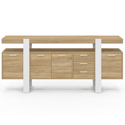Buffet 180 Cm Phoenix XXL 4 Portes Avec 3 Tiroirs Bois Et Blanc