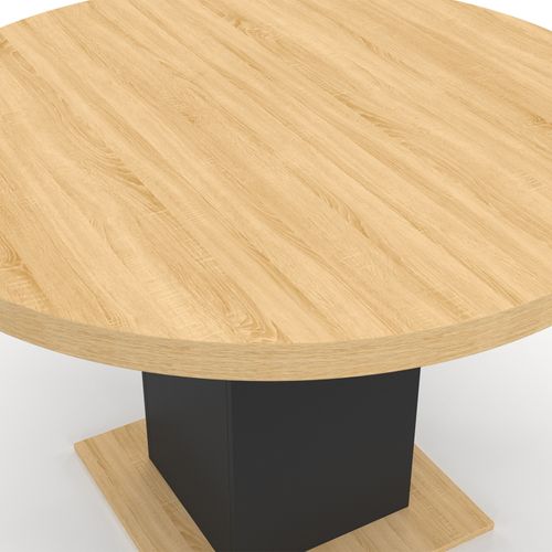 Table à Manger Ronde Eden 6 Personnes Bois Et Noir 110 Cm