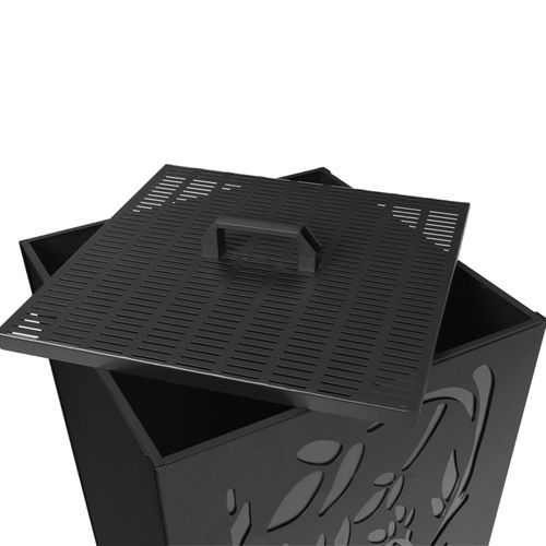 Réservoir à Granulés 45 Kg Noir Rangement à Pellets 36 X 36 X 76 Cm - Motif Floral